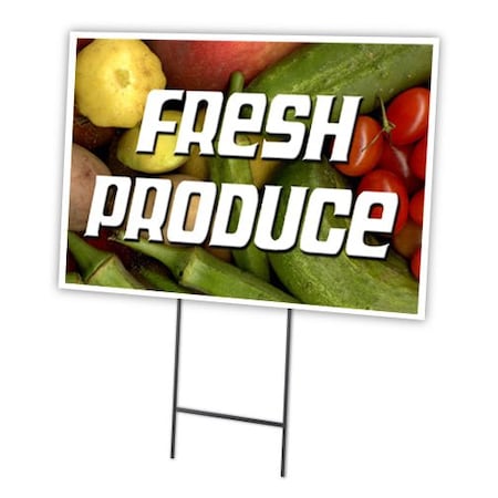 Fresh Produce Yard Sign & Stake Outdoor Plastic Coroplast Window